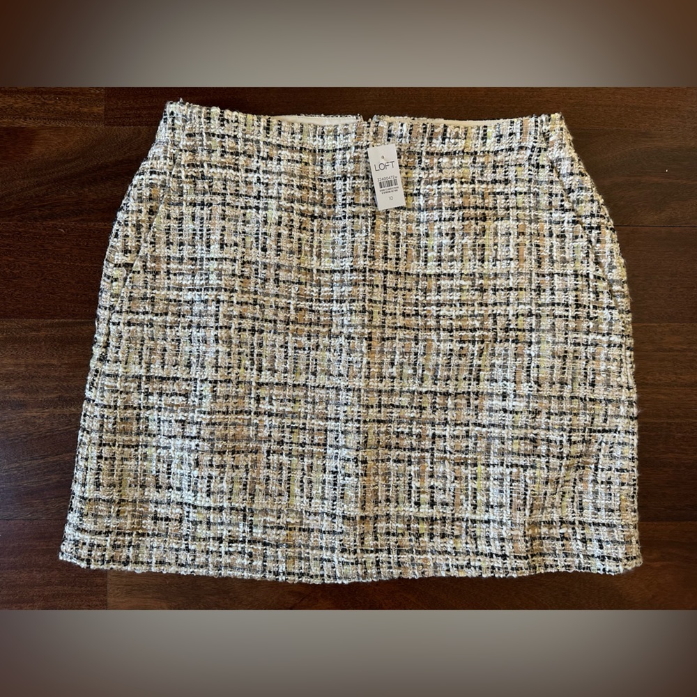 The Loft Neutral Sequin Tweed Skirt NWT